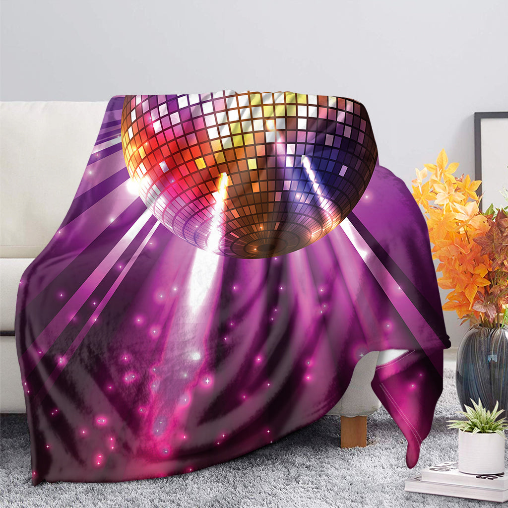 Purple Light Disco Ball Print Blanket