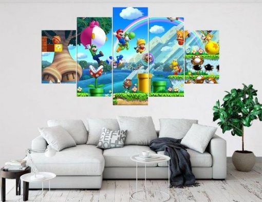 Super Mario 3 Gaming 5 Panel Canvas Art Wall Decor