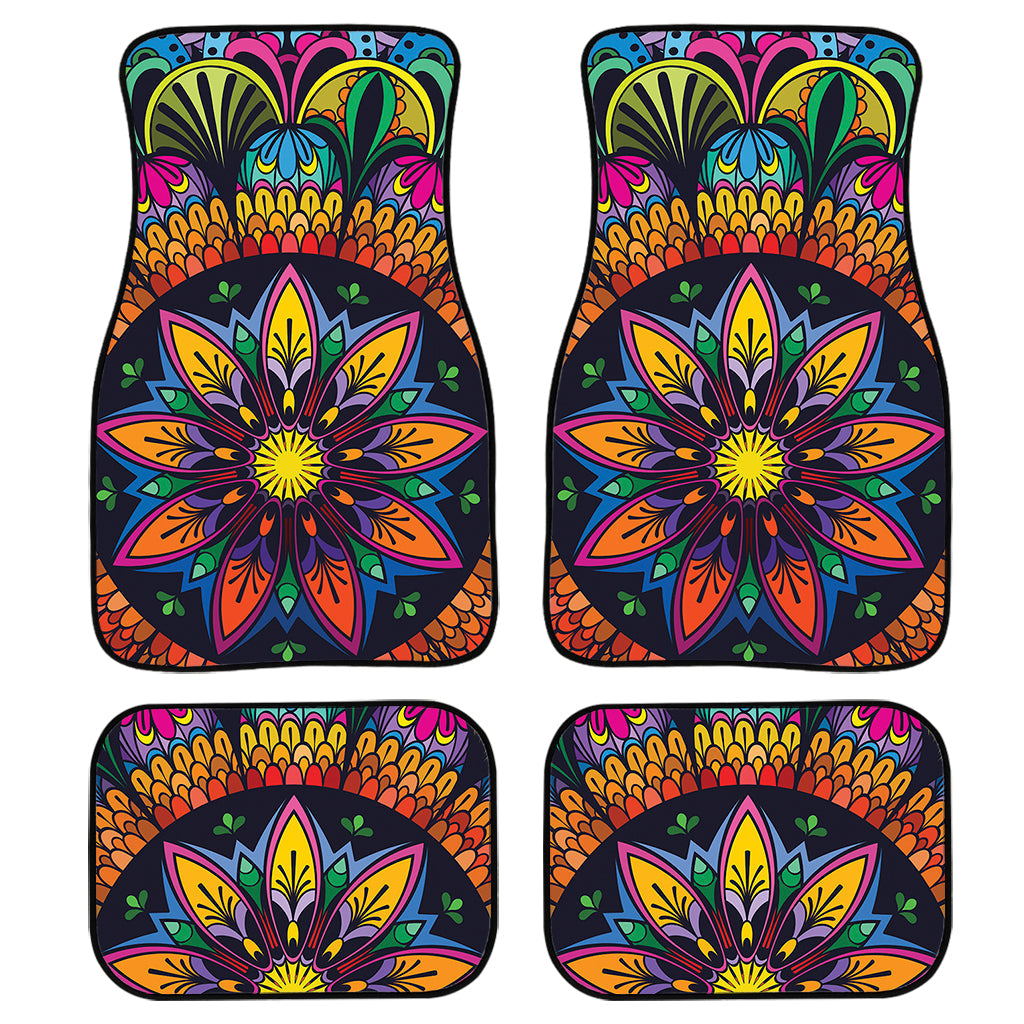 Colorful Mandala Print Front And Back Car Floor Mats, Front Car Mat