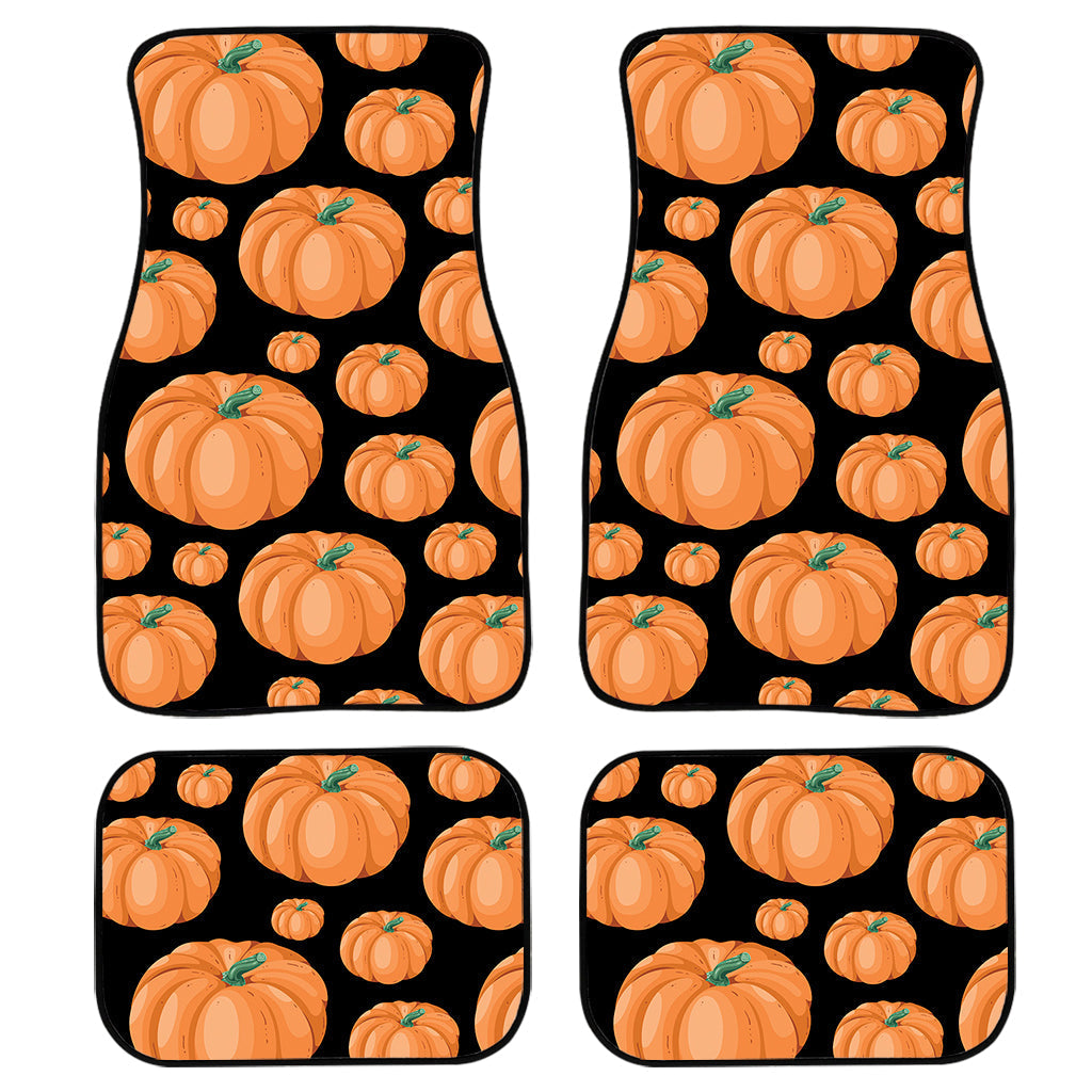 Orange Pumpkin Pattern Print Front And Back Car Floor Mats, Front Car Mat