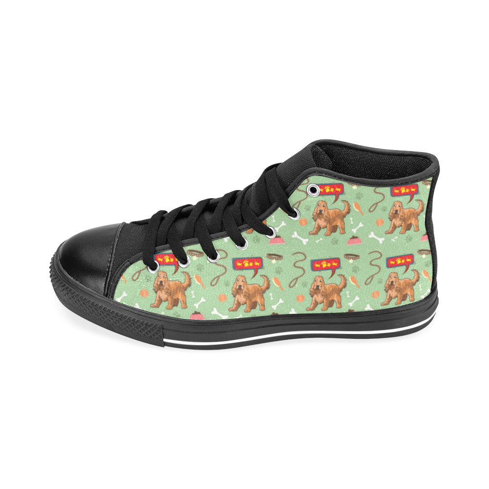 American Cocker Spaniel Pattern Black Men’s Classic High Top Canvas Shoes /Large Size