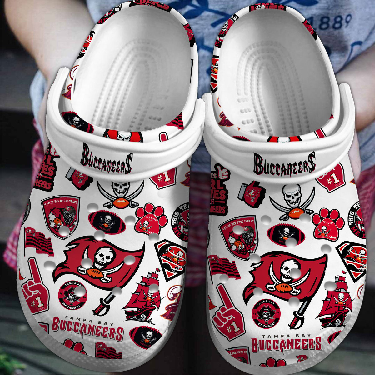 Tampa Bay Buccaneers NFL Sport Crocs Crocband Clogs Shoes Comfortable For Men Women and Kids 6