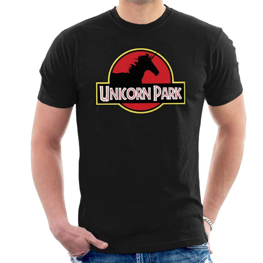 Unicorn Jurassic Park Logo Mix Men’s T-Shirt