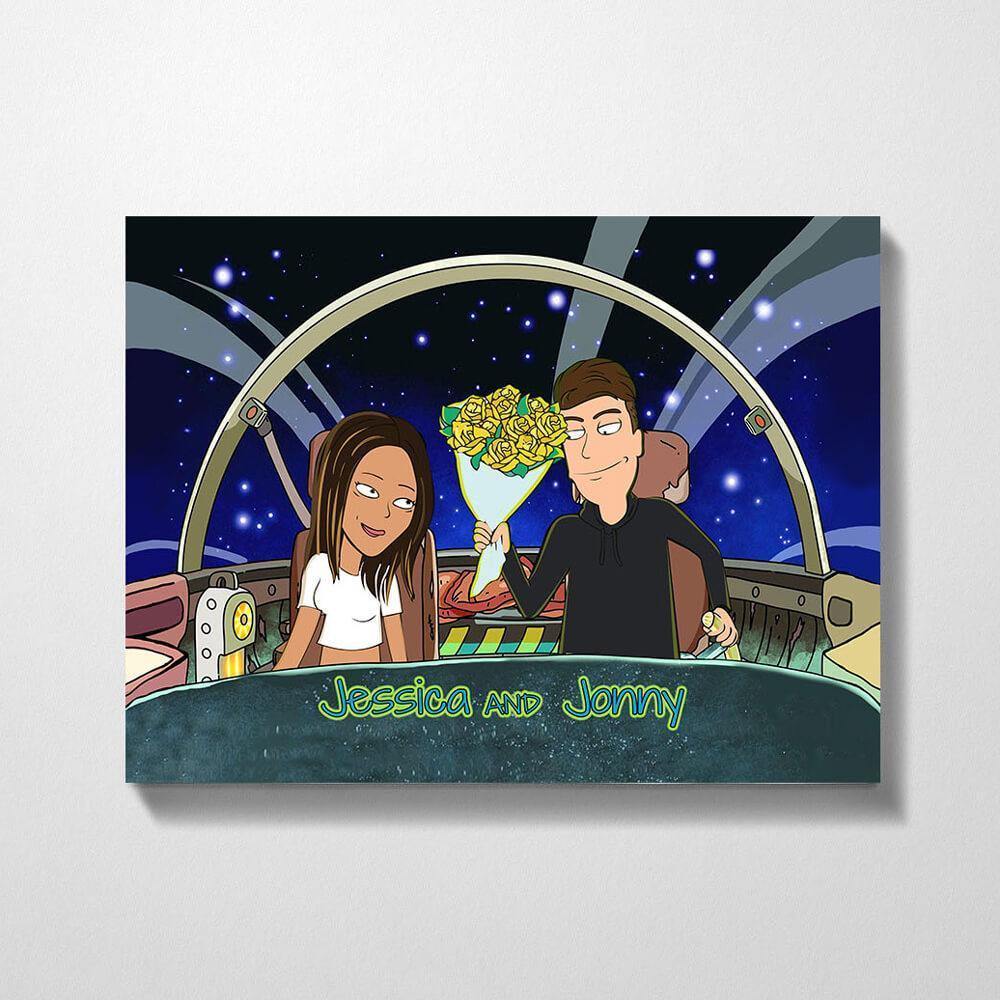 [Personalized Name] Cartoon Canvas Portrait Landscape – Gift For Anniversary Family Gifts Home Decor