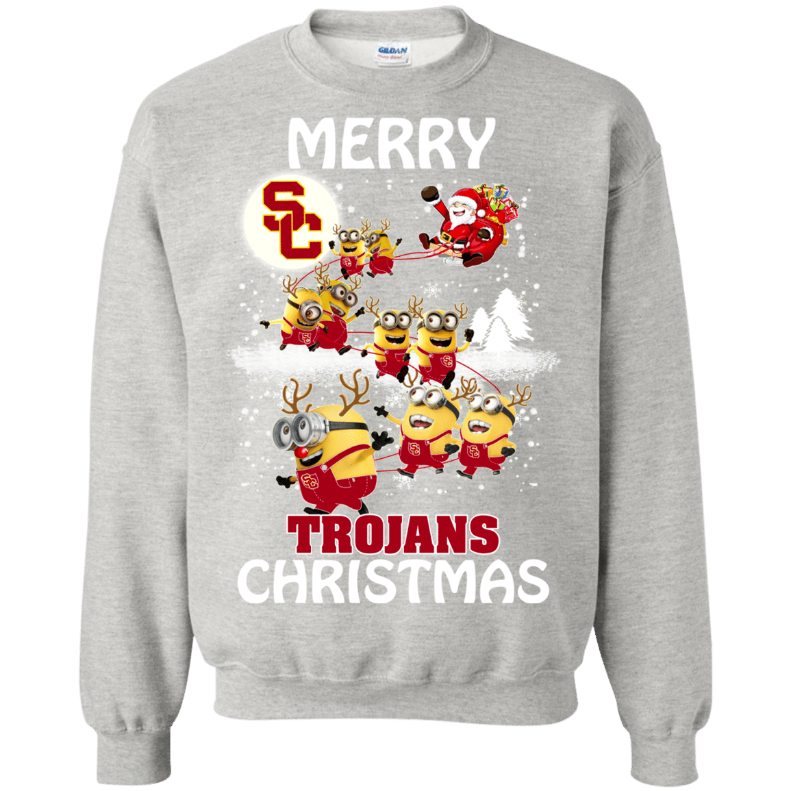 Buy Usc Trojans Ugly Christmas Sweaters Minions Santa Claus Merry Christmas Sweatshirt