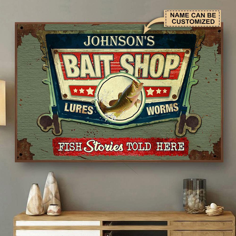 Aeticon Gifts Personalized Fishing Bait Shop Canvas Mom Dad Gift Home Decor