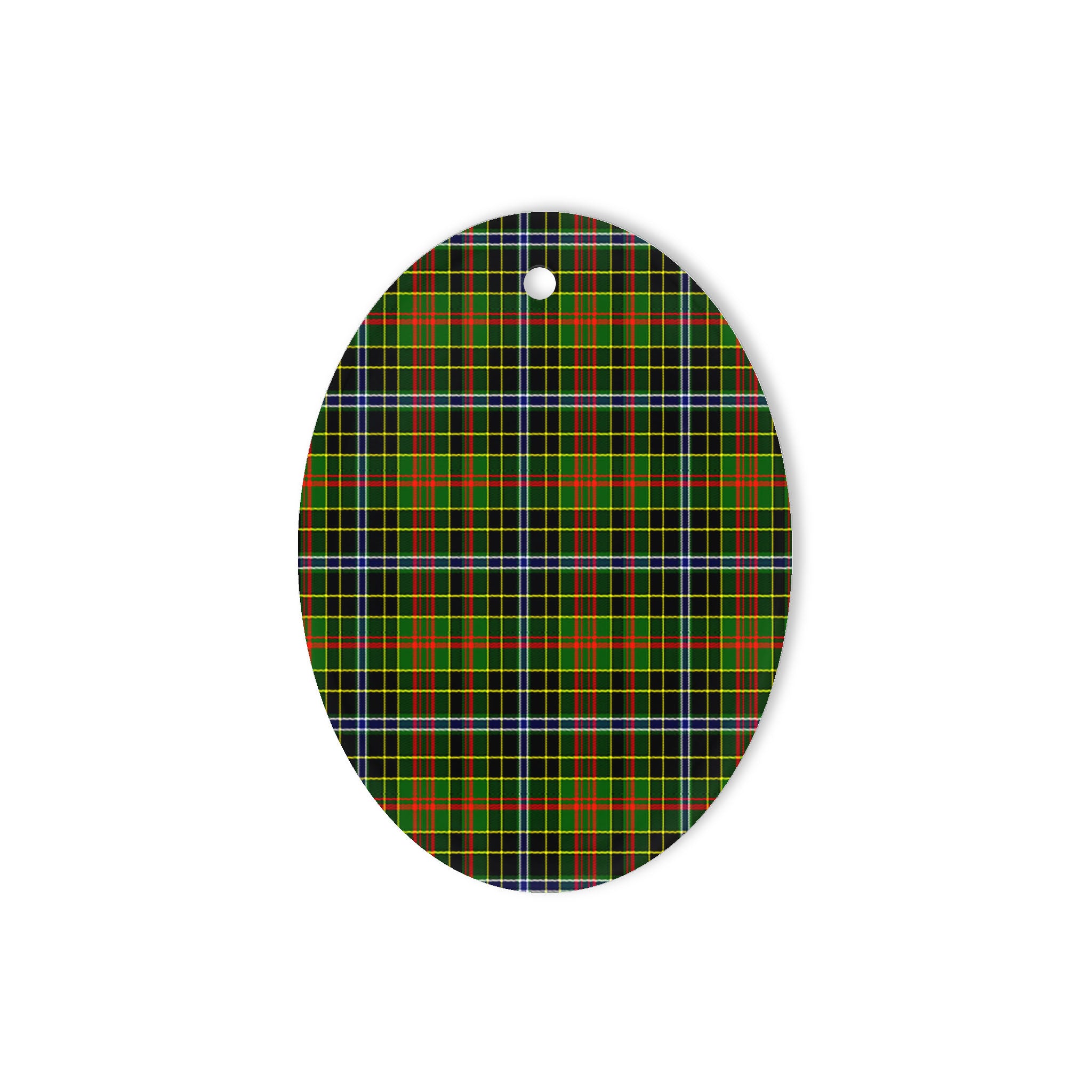 Walkinshaw Tartan Oval Ornaments, Christmas Tree Ornament, Plaid Christmas Ornaments, Ceramic Oval Christmas Tree Decoration