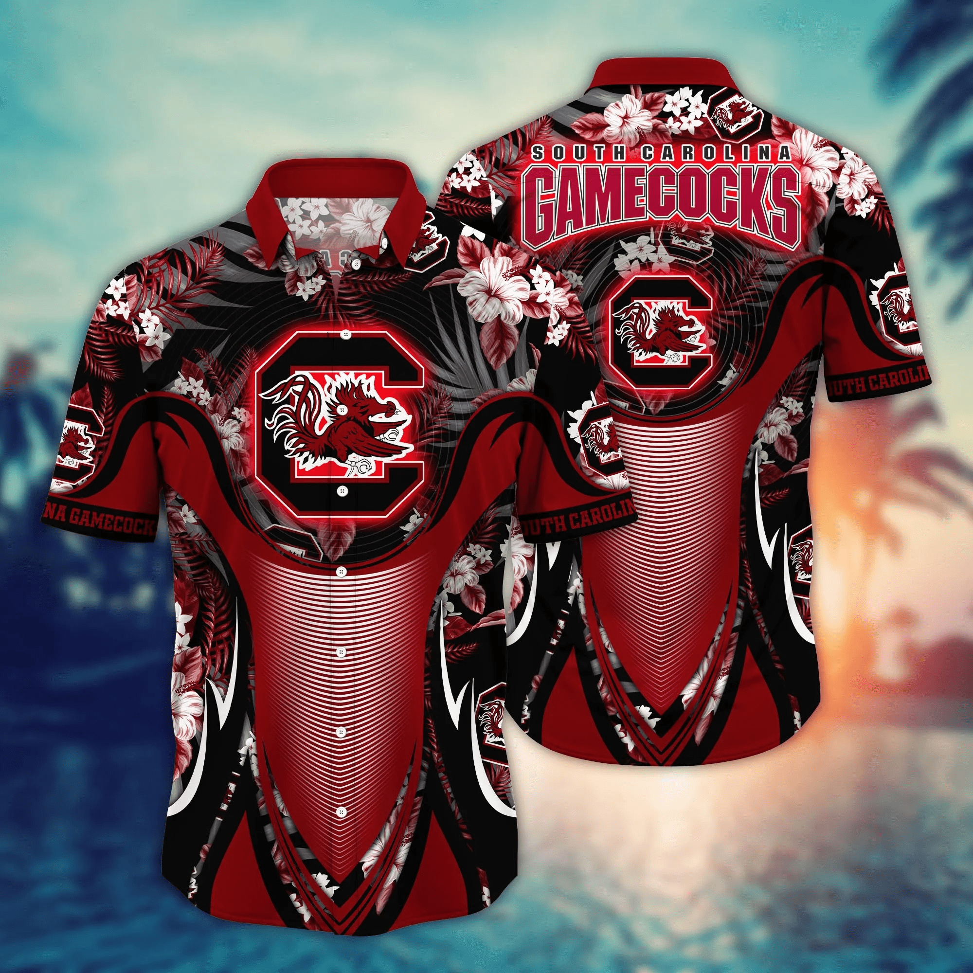 South Carolina Gamecocks Hawaiian Shirt Seaside Aloha Shirt