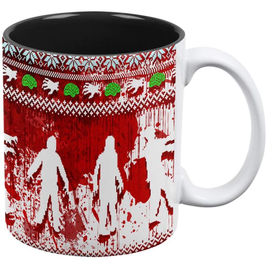 Ugly Christmas Sweater Bloody Zombie Attack Survivor All Over Coffee Mug