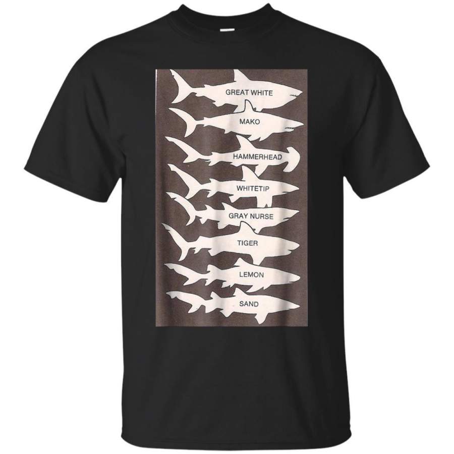 AGR Sharks 8 Types Tshirt For Educational Biology Ocean Jaq T-shirt