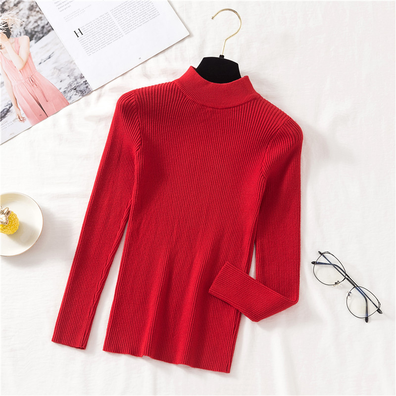 Spring Winter Women Classic Knitted Pullovers Slim Sweater Elasticity Casual Jumper Fashion Turtleneck Female Pull Base Clothes alx