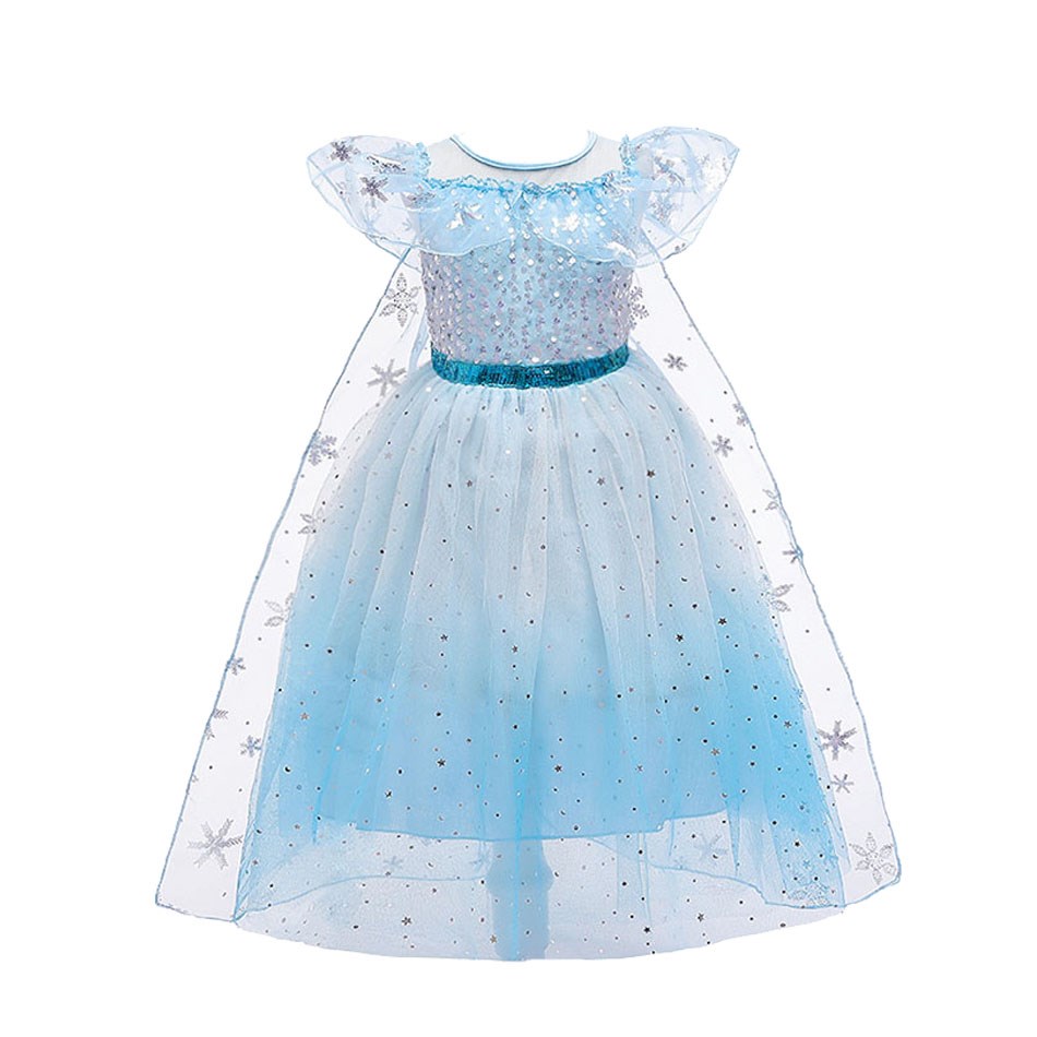 Baby Girl Cosplay Costume Elsa Dress Kids Girl Princess Dress Children Birthday Party Masquerade Evening Costume 3-10 Years alx