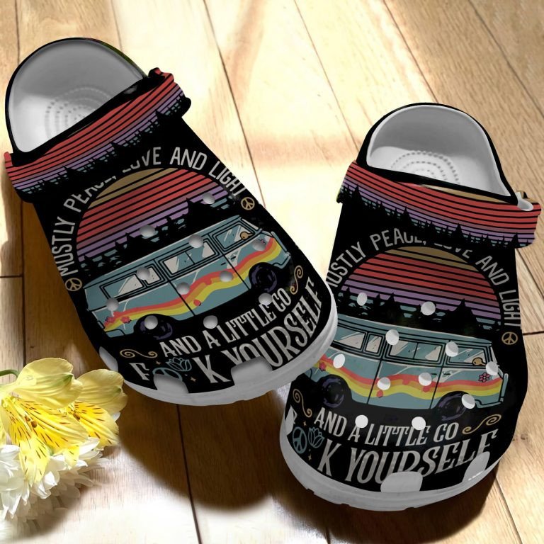 Hippie Bus A Little Go Clogs Crocs Shoes Gift For Holiday – Hbus281