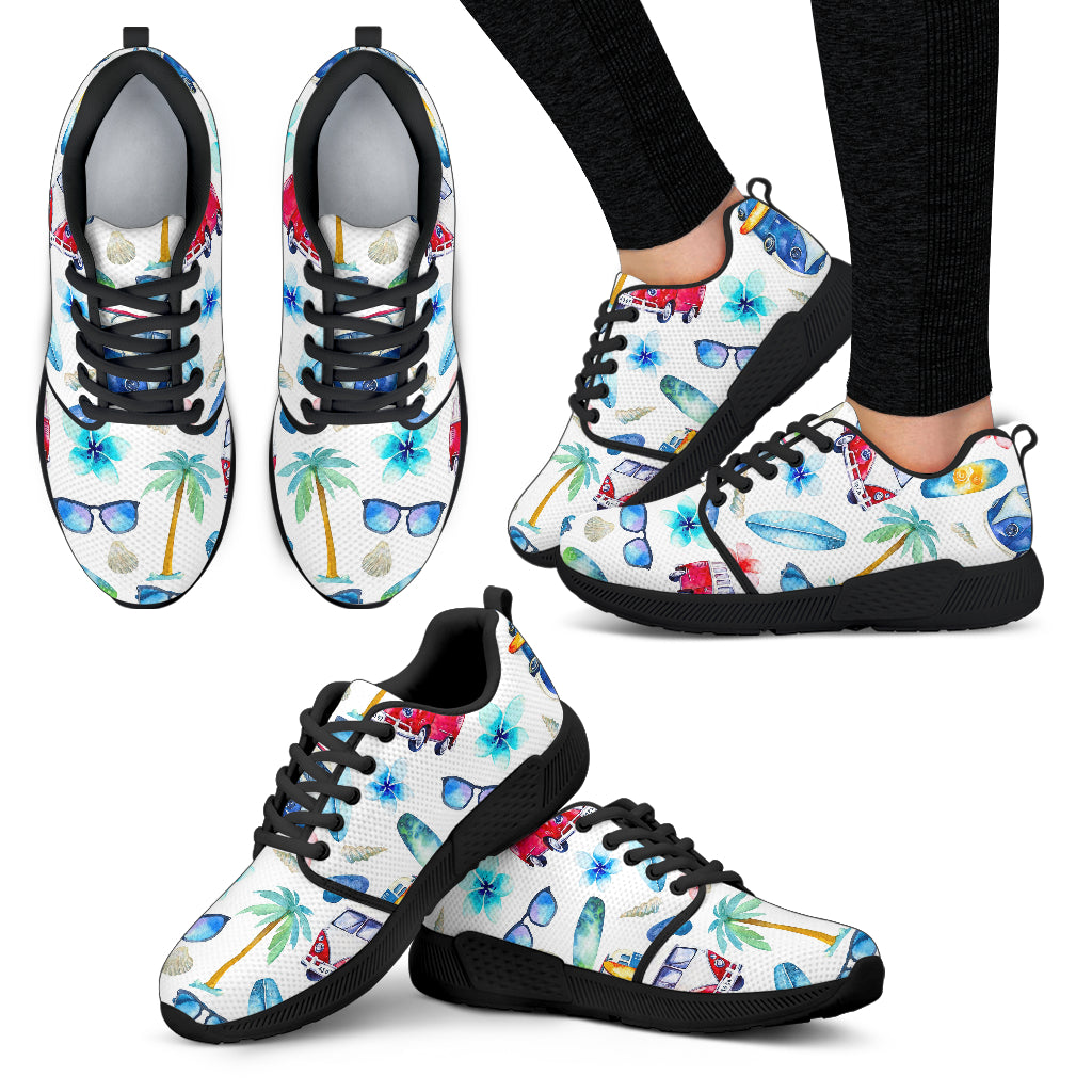 Watercolor Surfing Pattern Print Women’S Athletic Shoes