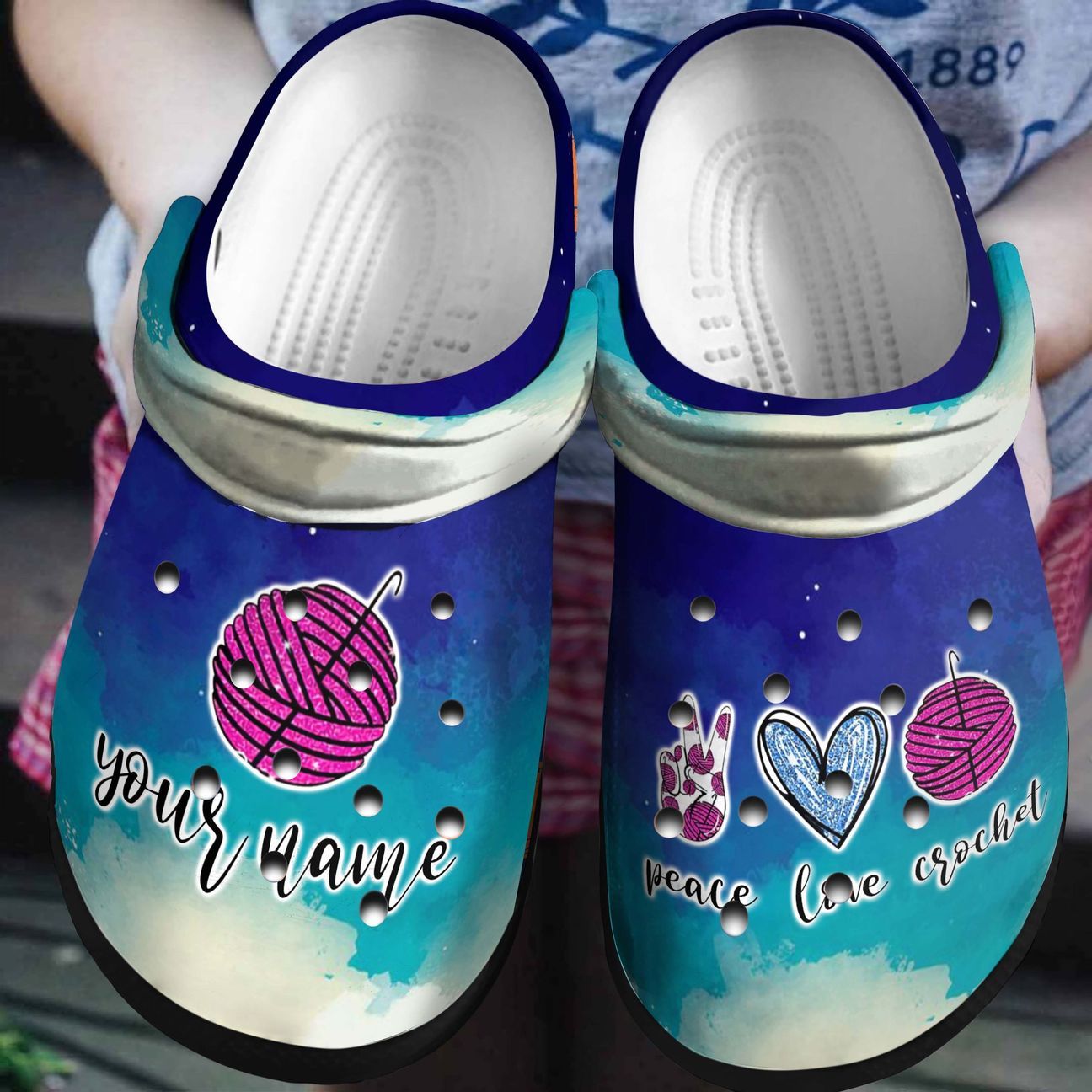 Het Personalized Clog, Custom Name, Text, Color, Number Fashion Style For Women, Men, Kid, Print 3D Peace Love Het