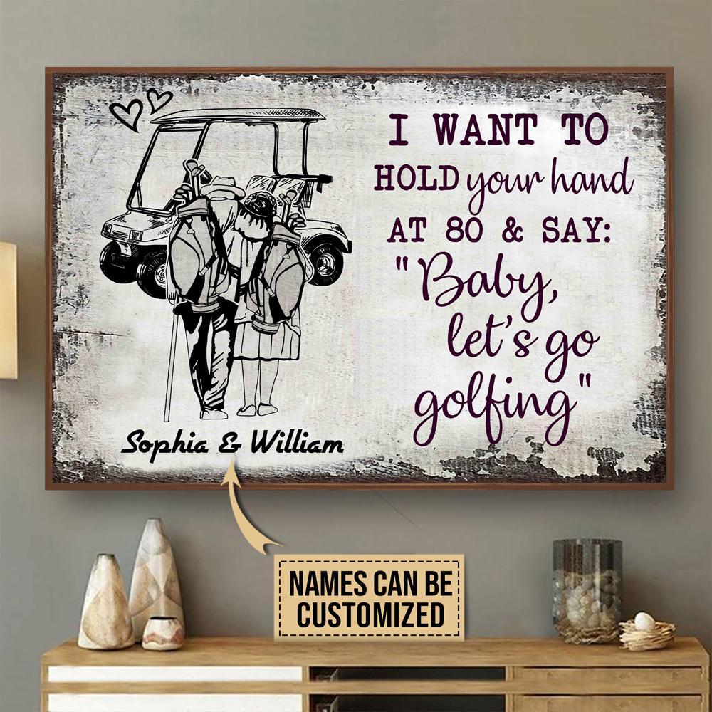 Aeticon Gifts Personalized Golf Sketch Baby Lets Go Canvas Mom Dad Gift Home Decor