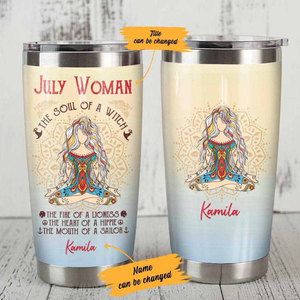 The Soul Of A Witch Hippie Personalized Tumbler Yoga Gift