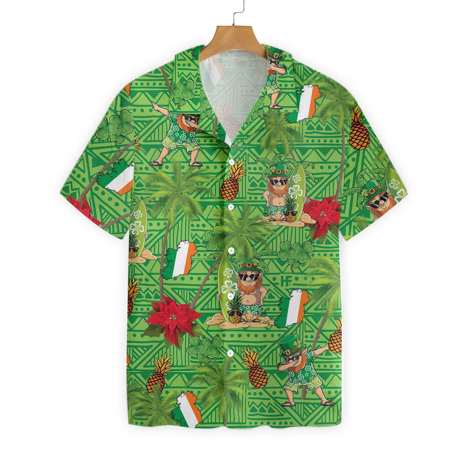 Irish Proud Leprechaun Saint Patrick Day Hawaii Button Up Shirt For Men Ha59127