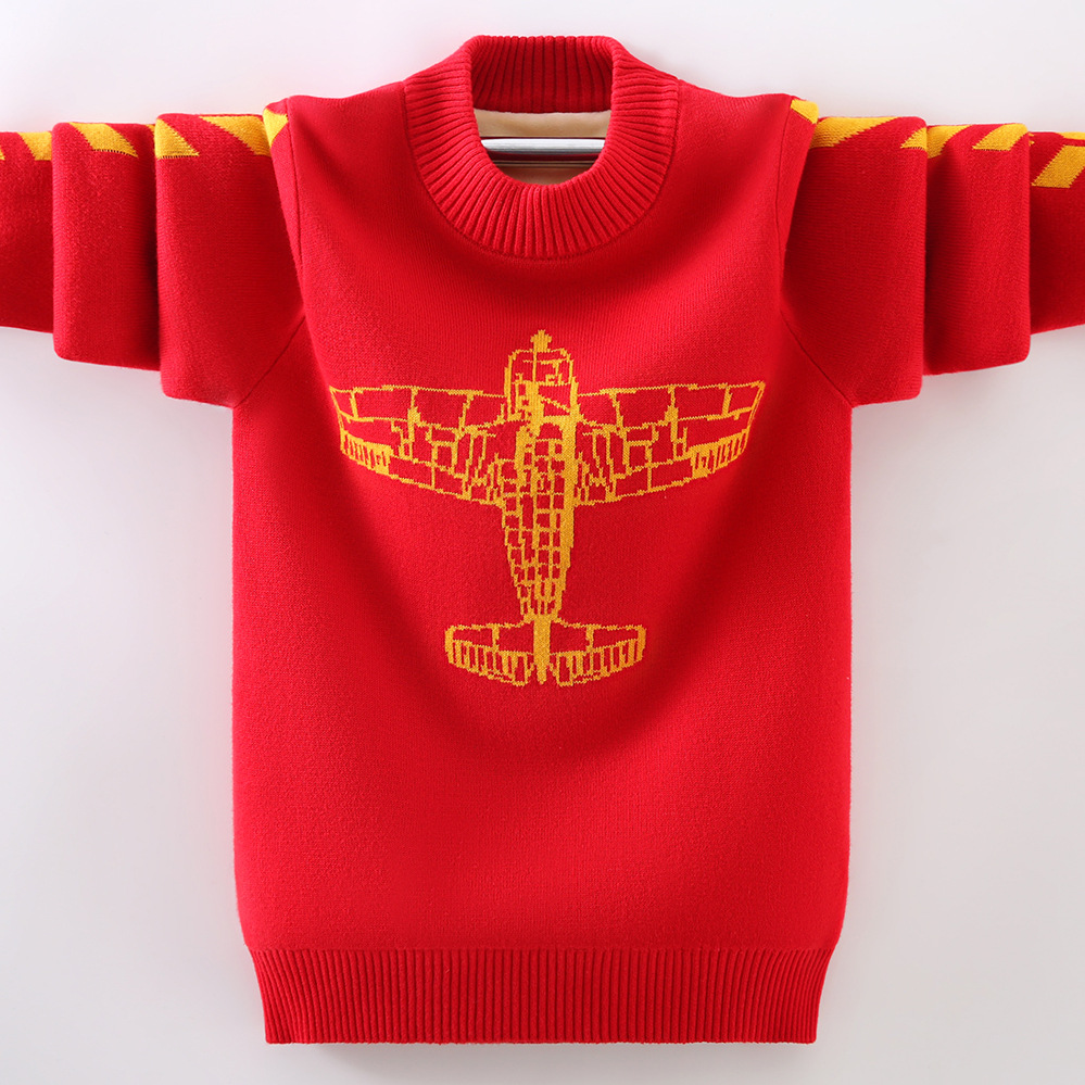 Boys Pullover Knitting Sweater Children’s Sweater Winter Children’s Clothing Keep Warm Cotton Clothing O-Neck Sweater 6-14 alx