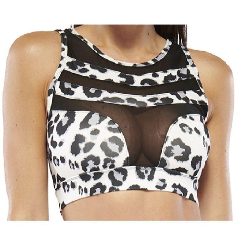 Women’s Electric Yoga White Leopard Print Sports Bra and Leggings