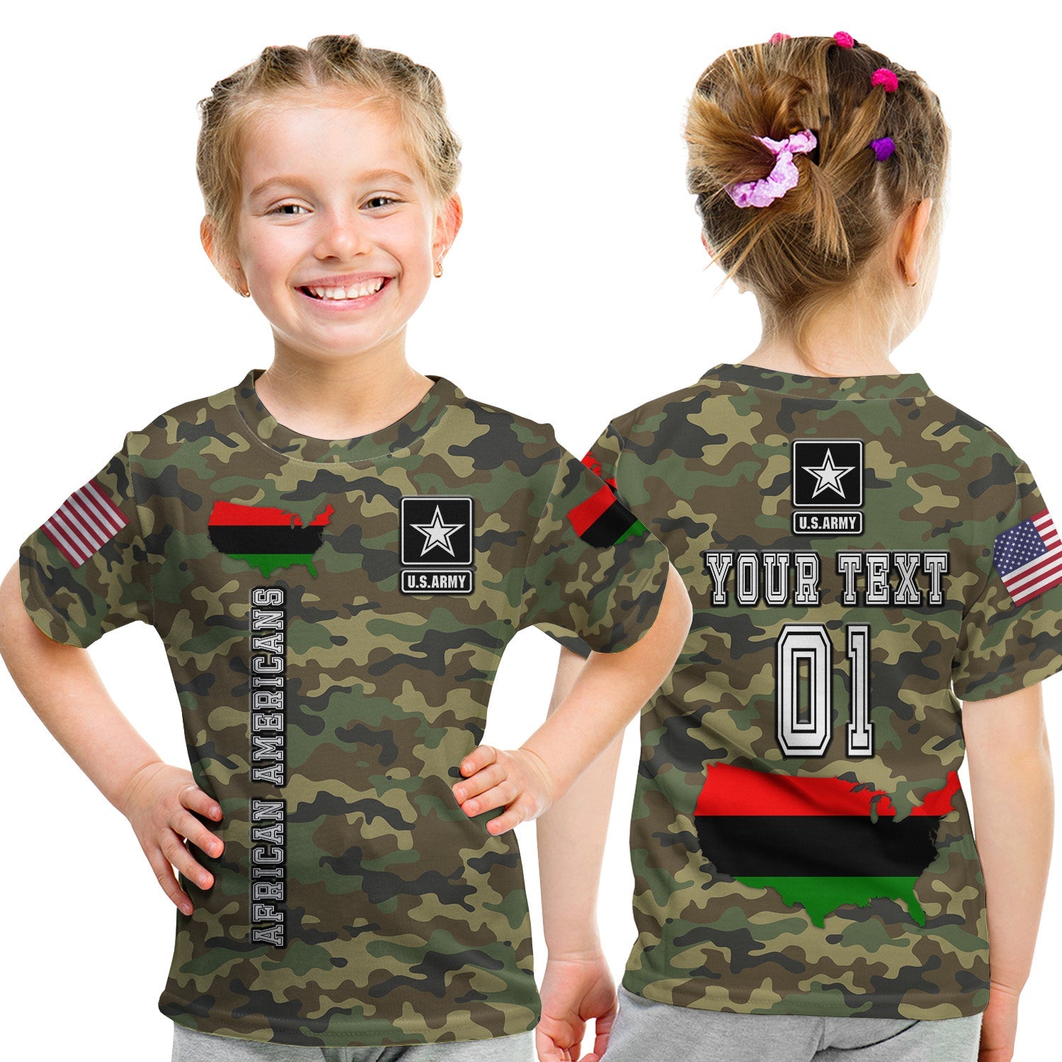 (Custom Personalised) Military Of African Americans T Shirt Kid Flag Simple Style Lt8