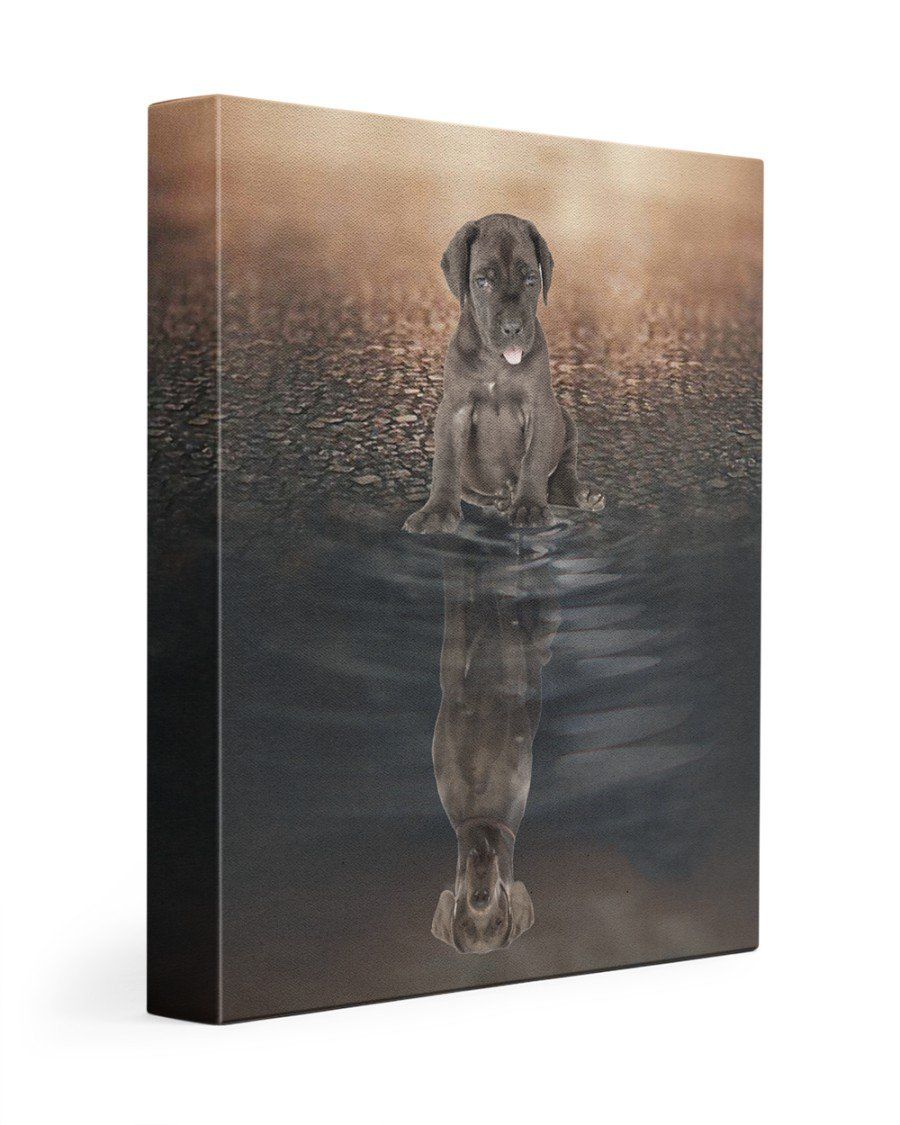 Cute Puppy Great Dane Reflection In Water Gift For Dog Lovers Matte Canvas