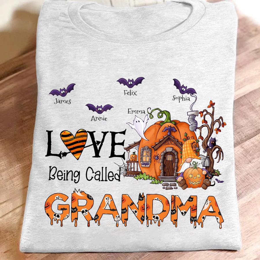 Love Being Called Grandma Halloween Personalized Grandkids Names Shirt Gift