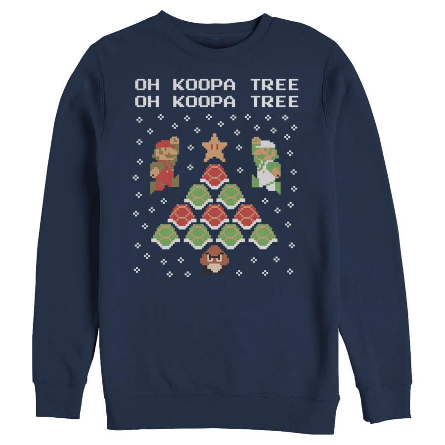 Nintendo Men’s Christmas Mario Bros. Koopa Tree  Sweatshirt