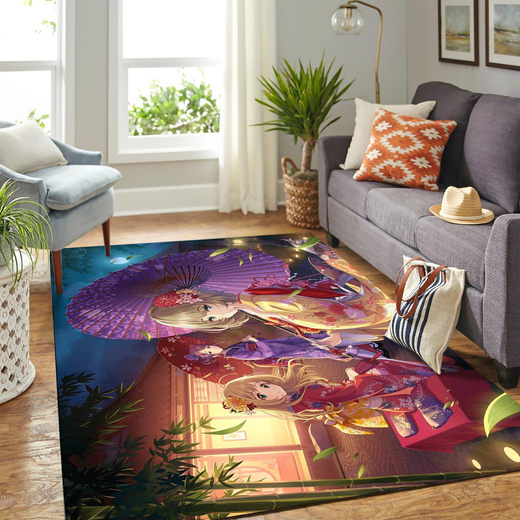 Anime Girl Art Area Rug Geeky Carpet – home decor – Bedroom Living Room decor