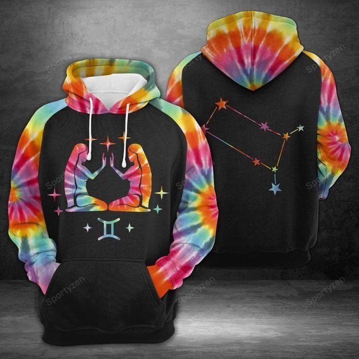 Gemini Zodiac Hippie Tie-Dye Unisex Birthday Hoodie 3D #L