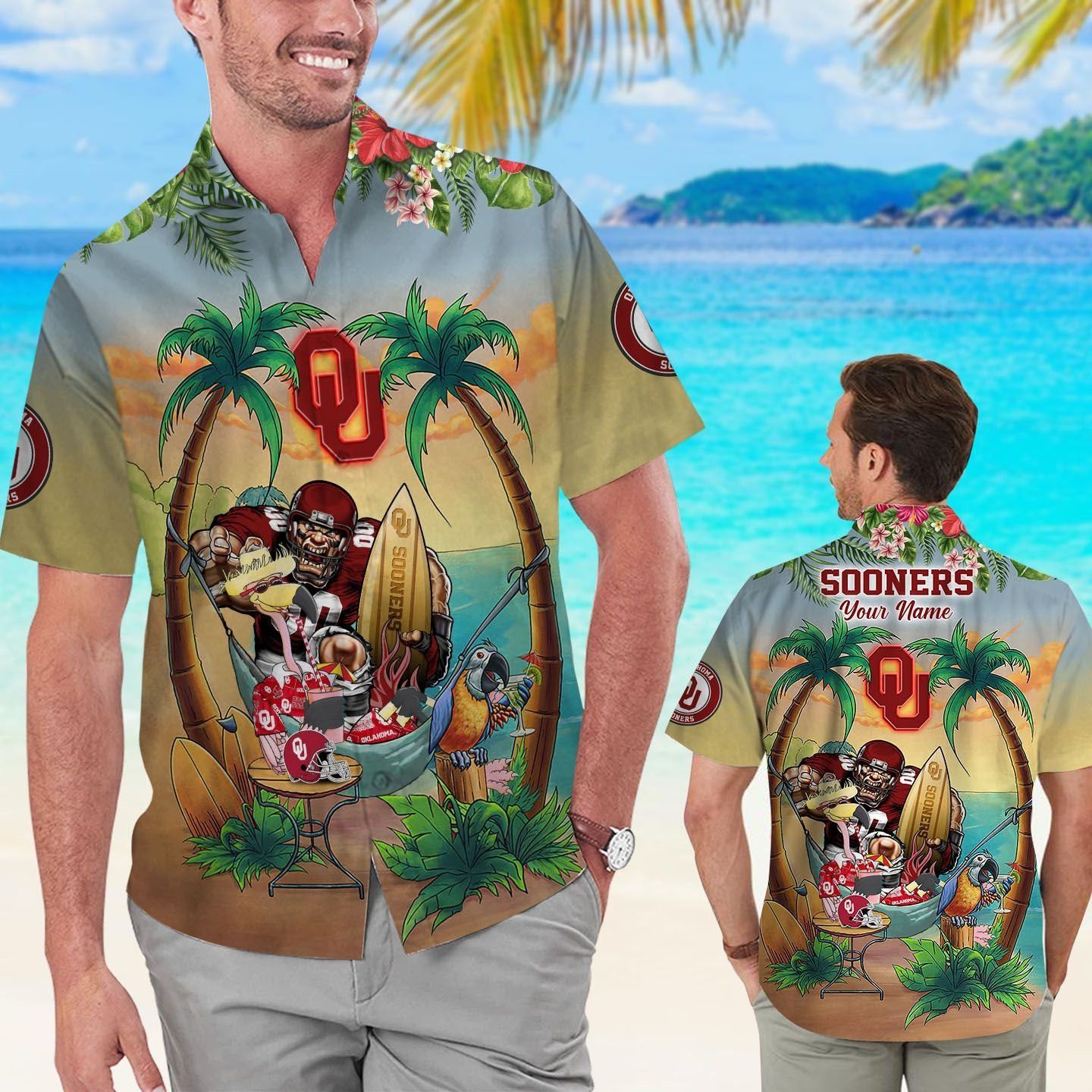 Oklahoma Sooners Flamingo Parrot Tropical Hawaiian Shirts