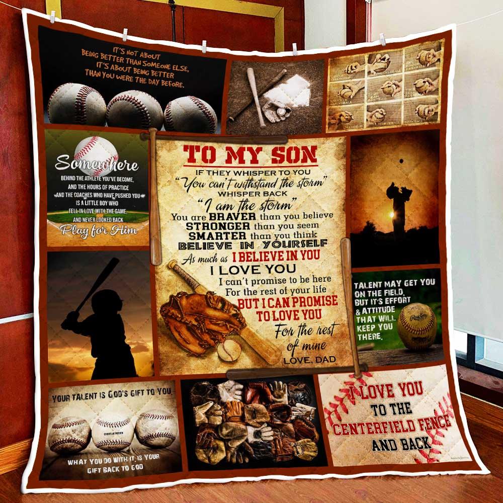 From Dad To Son. I Believe In You. Baseball Quilt Blanket