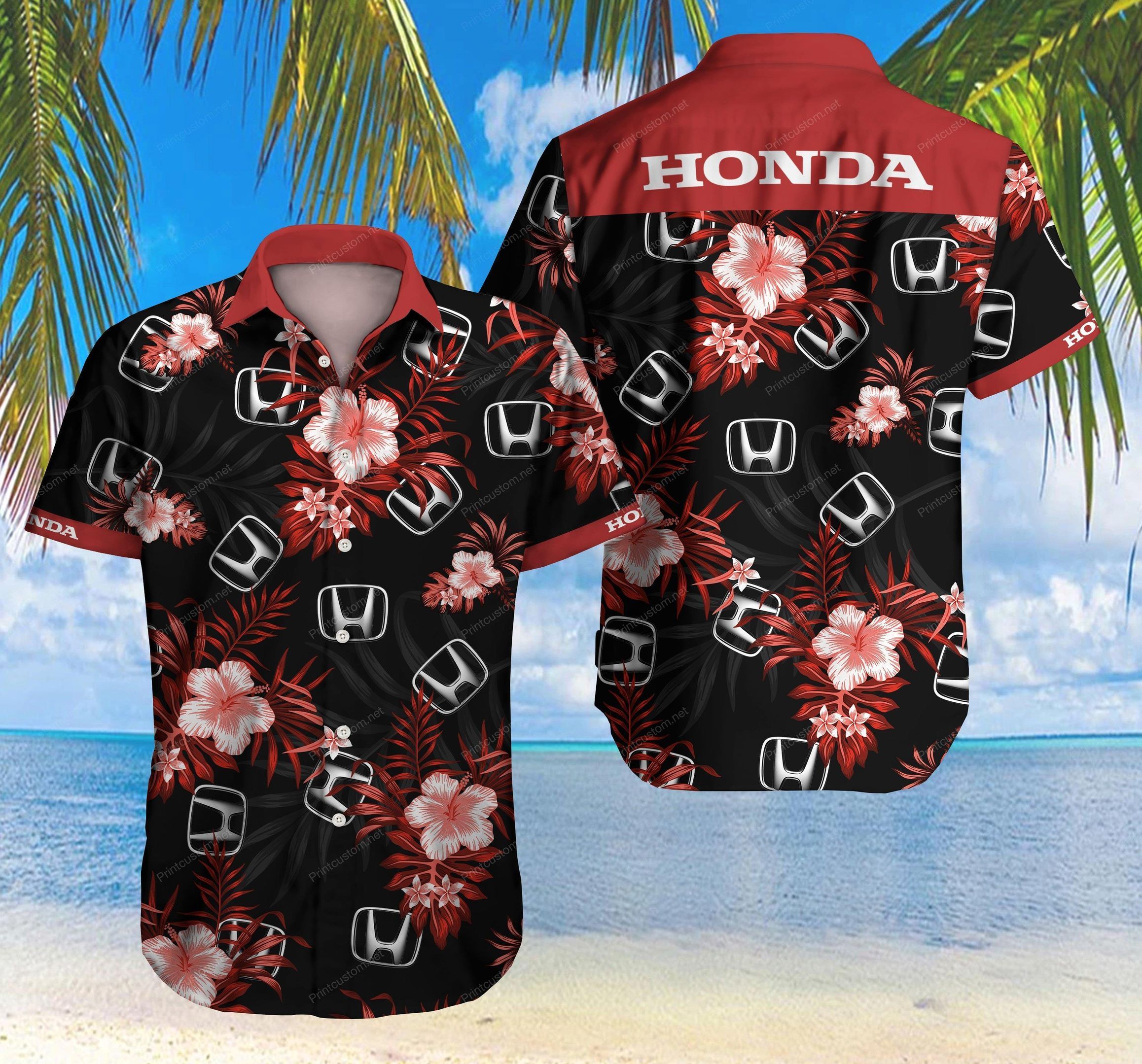 Tlmus Honda Hawaiian Shirt Summer Button Up For Men Beach Wear Short Sleeve Hawaiian Ha37632