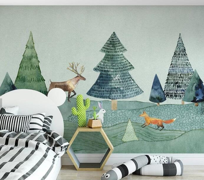 3D Kids, Cartoons, Animal, Forest Wallpaper-Nursery