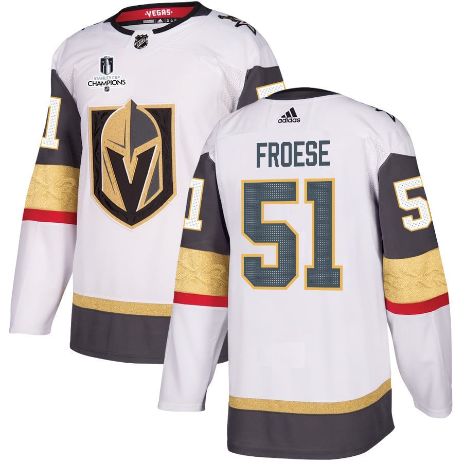 Byron Froese 51 Vegas Golden Knights Stanley Cup 2023 Champions Patch Away Breakaway Men Jersey – White