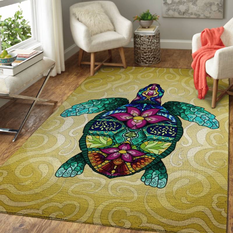 Turtle Sage – Zentangle Animals Area Rug Carpet