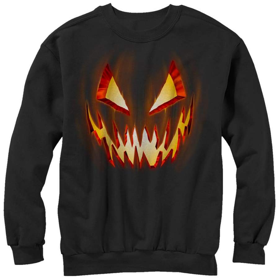 Lost Gods Men’s Halloween Evil Pumpkin Face  Sweatshirt Black