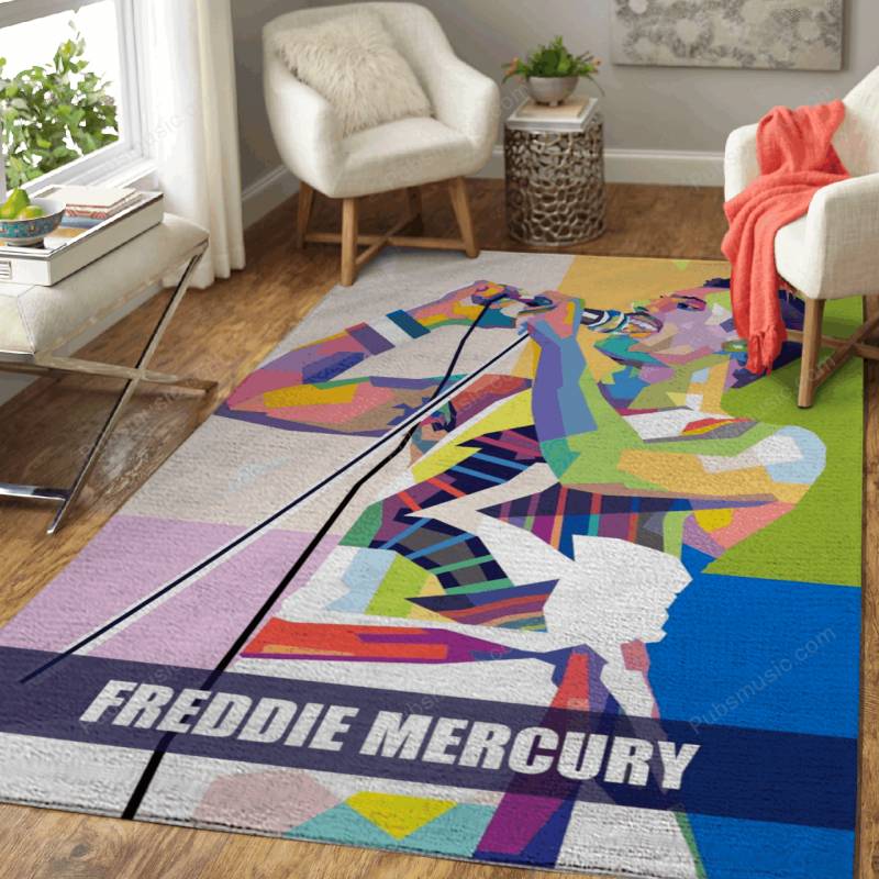 Freddie Mercury Bold Text – Musician Pop Art Area Rug Carpet