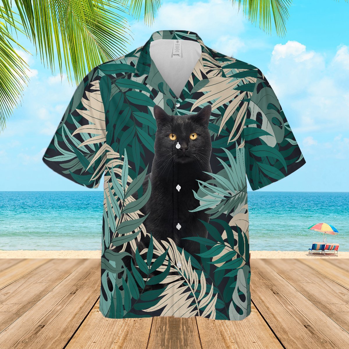 Floral Tropical Black Cat Hawaii Shirt Ha7213