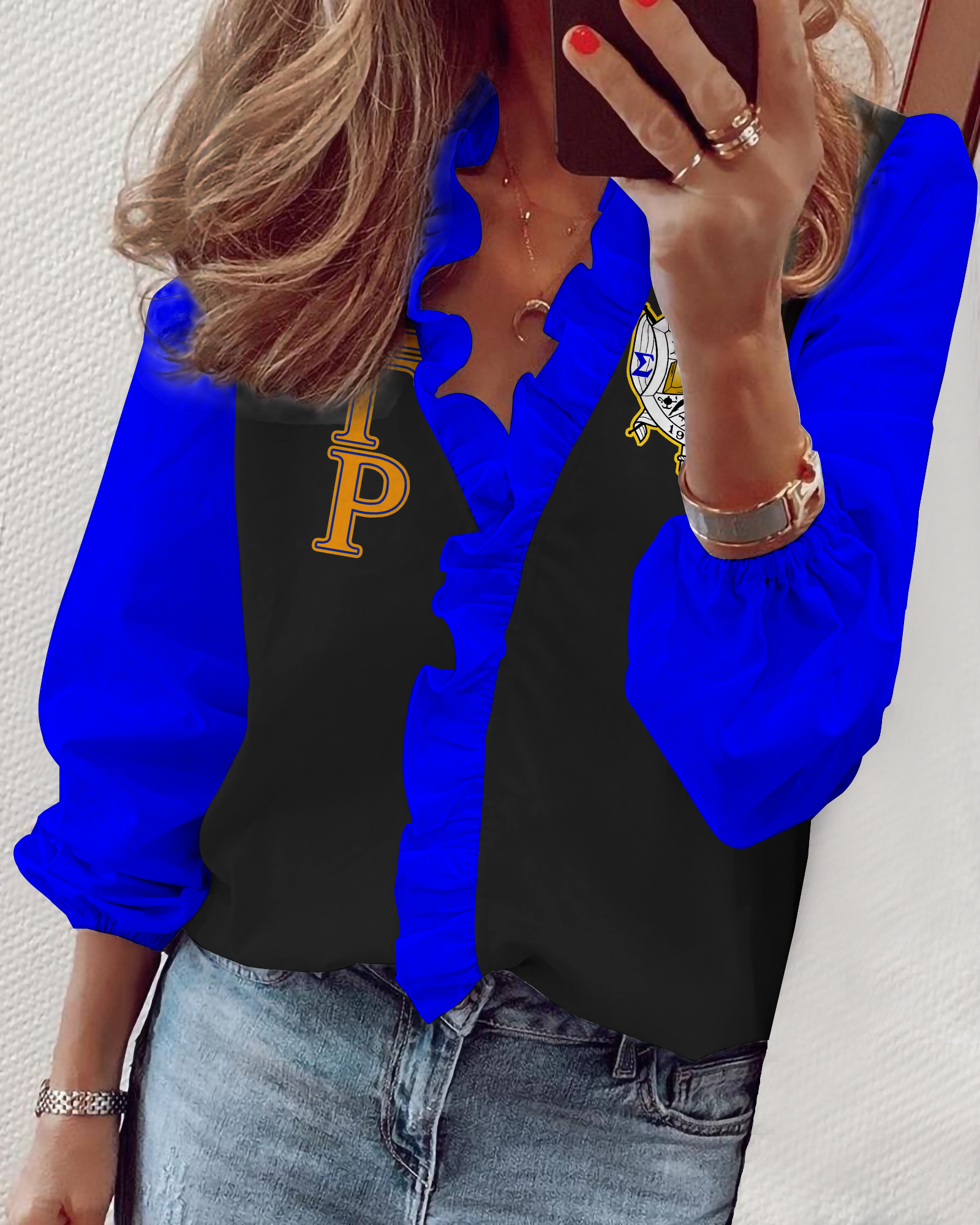 Sigma Gamma Rho V-neck long sleeve lace shirt 09