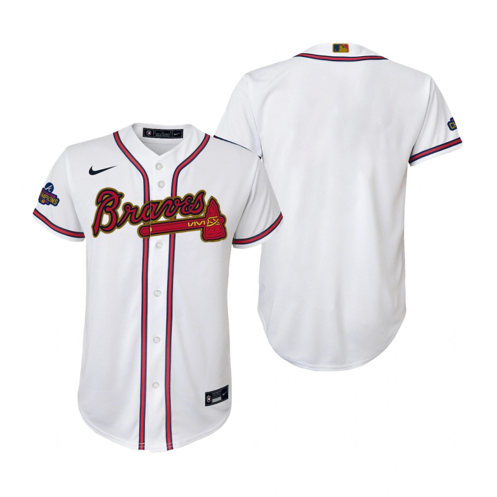 Youth Atlanta Braves Jersey White 2022-23 Gold Program Jersey