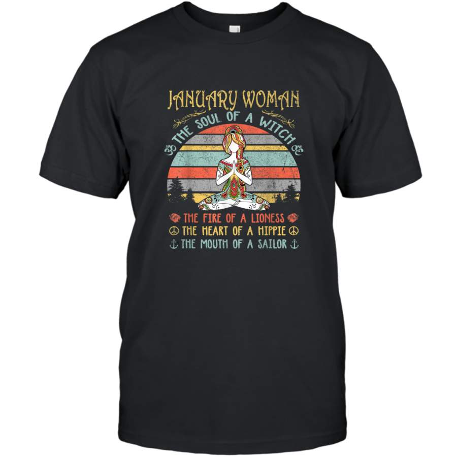 January Woman The Soul Of A Witch Vintage Birthday shirt T-Shirt