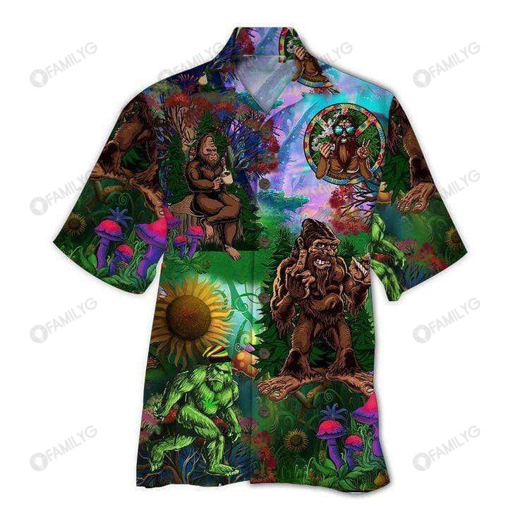 Funny Hippie Bigfoot Green Hawaii Shirt Summer Hawaii For Couple Ha104708