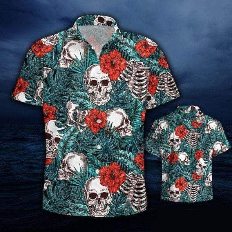 Buy Floral Skull Summer Vibe Rose Tropical Hawaii Aloha Shirts Ha42193