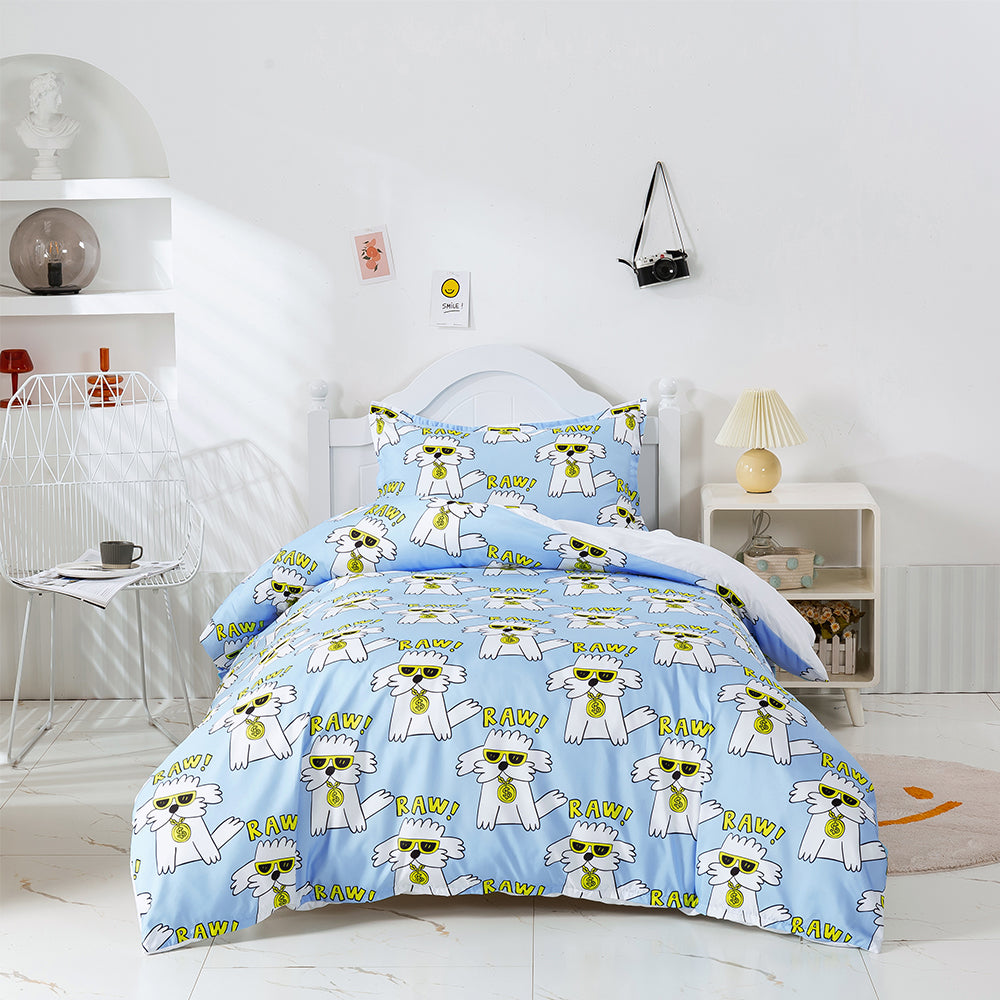 3D Cartoon Animal Dog Blue Quilt Cover Set Bedding Set Duvet Cover Pillowcases 469