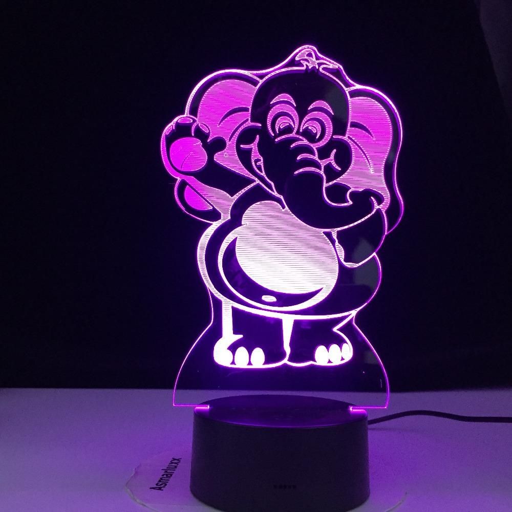 Adorable Fat Elephant Design 3D Illusion Night Light Led Light