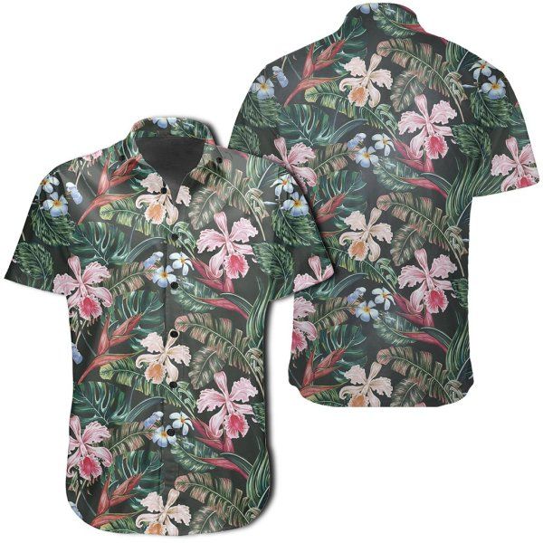 Tropical Monstera Leaf Red Hawaiian Shirt