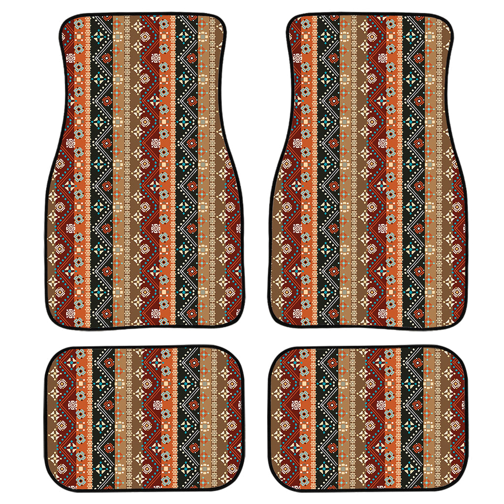 Ethnic Boho Tribal Pattern Print Front And Back Car Floor Mats, Front Car Mat