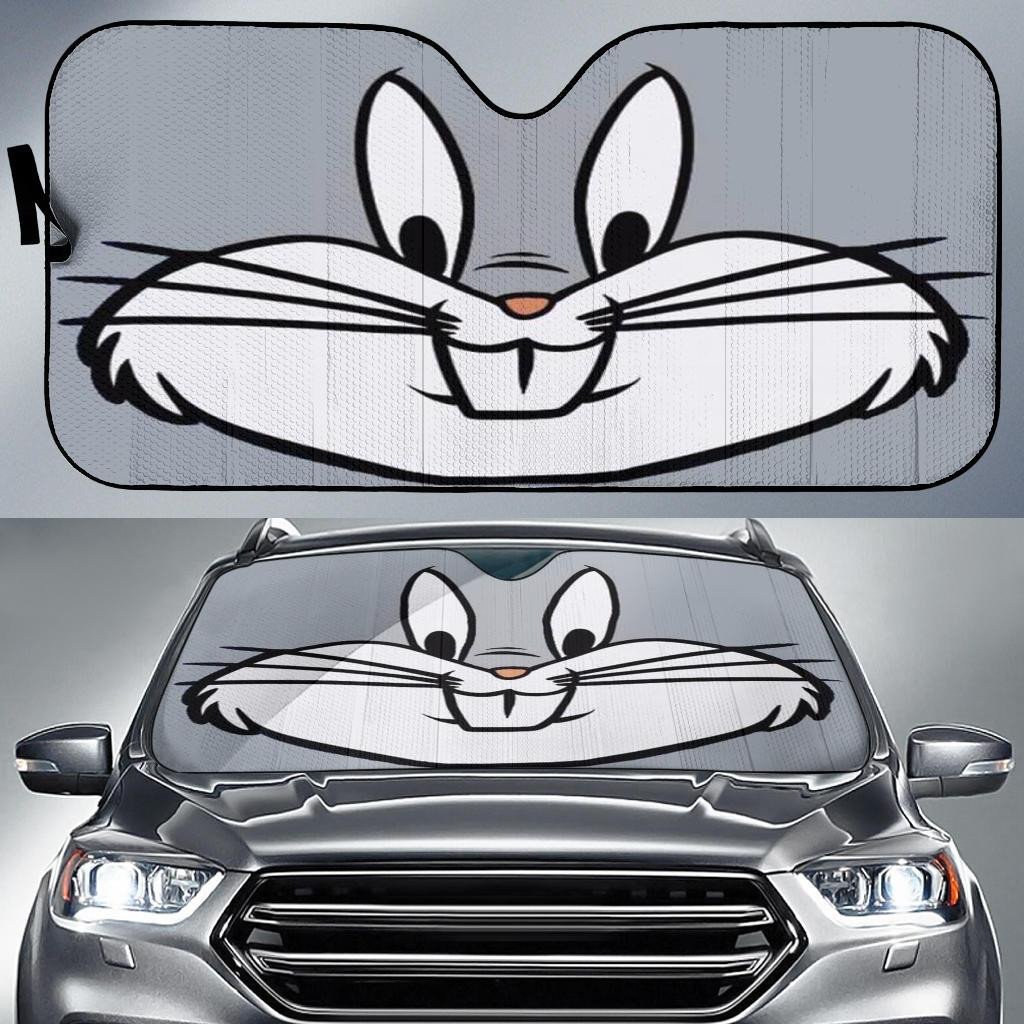 Cute Bug Bunny Car Sun Shade 3D Printed In Gray Background