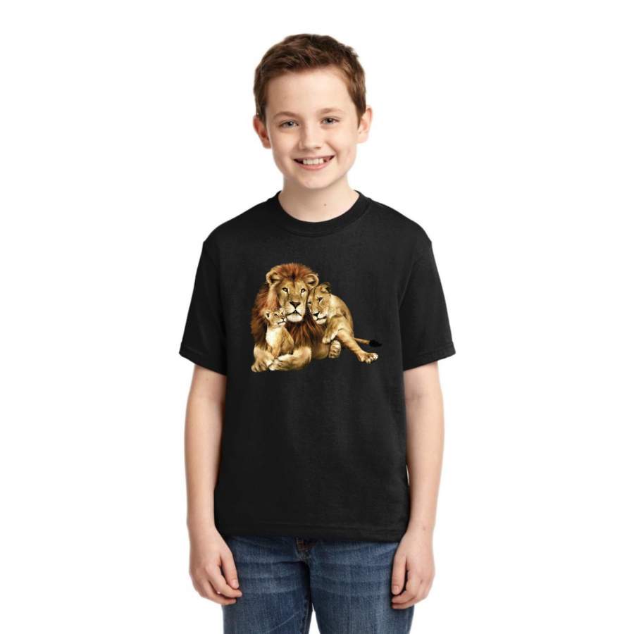 Wild African Lion Family Animal Lover Boys Graphic Youth T-Shirt